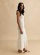 White pure cotton slim fit dress with knit detailing_1