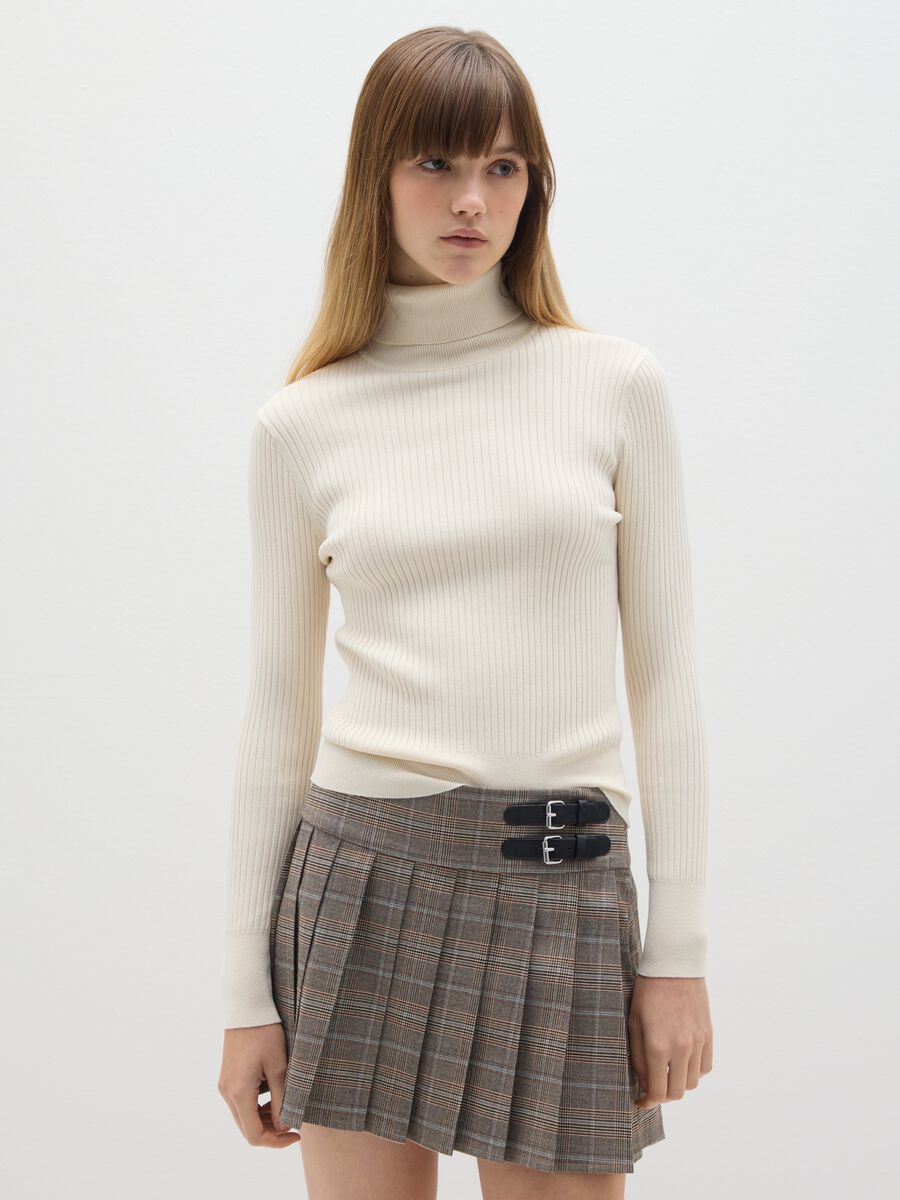 Beige turtleneck in viscose blend_0