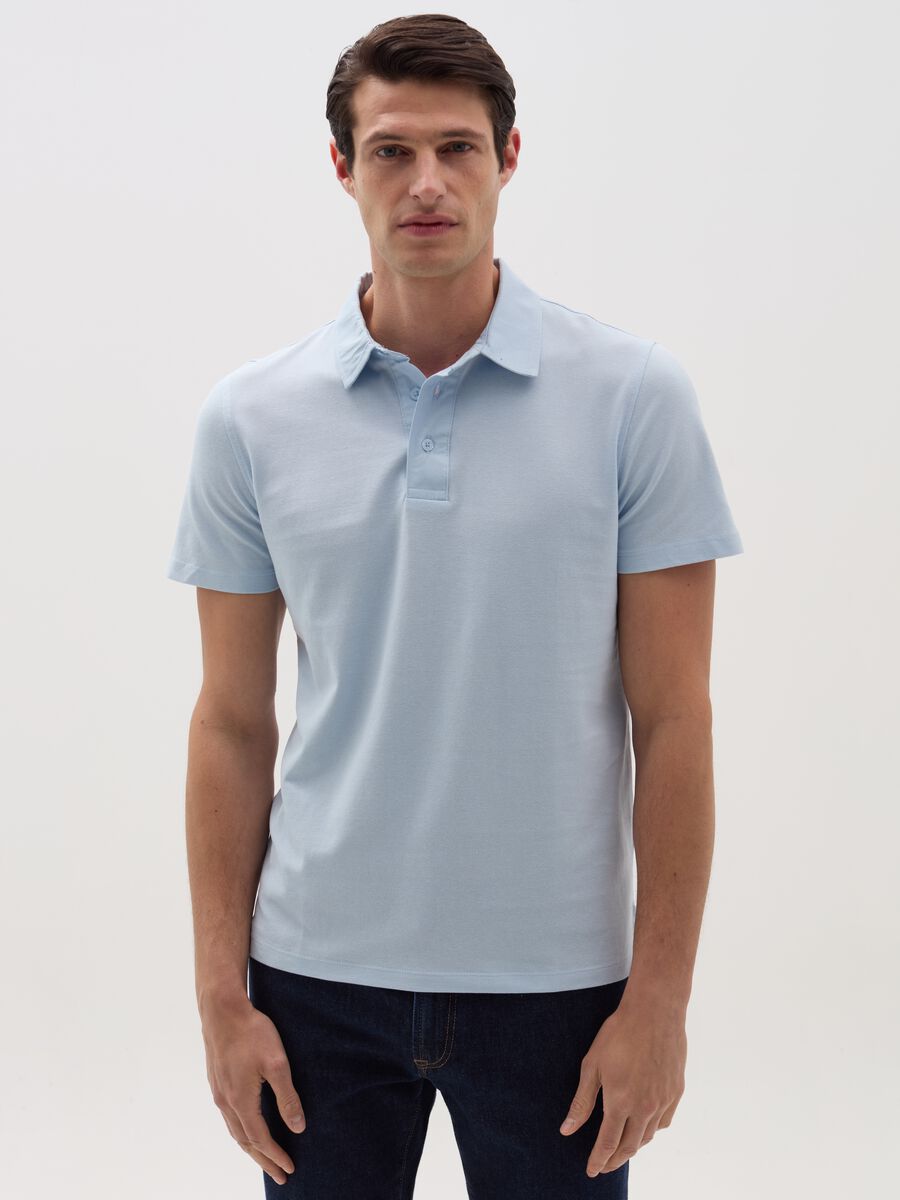 Solid colour piquet polo shirt_0