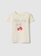 Beige pure cotton regular fit t-shirt with print for girls_0