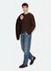 Light brown crew-neck pure cotton oversized jumper_1