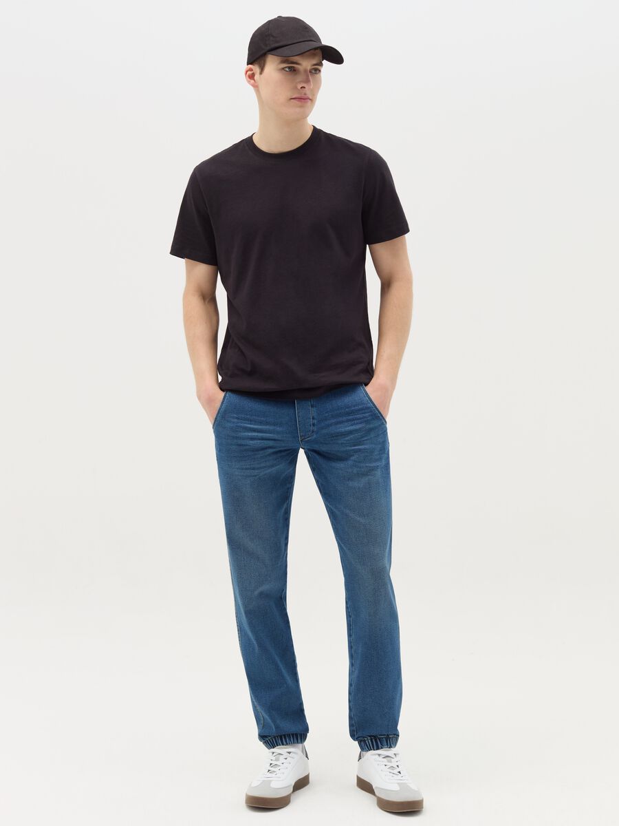 Regular-fit joggers in denim with drawstring_0