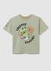 T-shirt da bambino in puro cotone verde regular fit con stampa Creeper_0