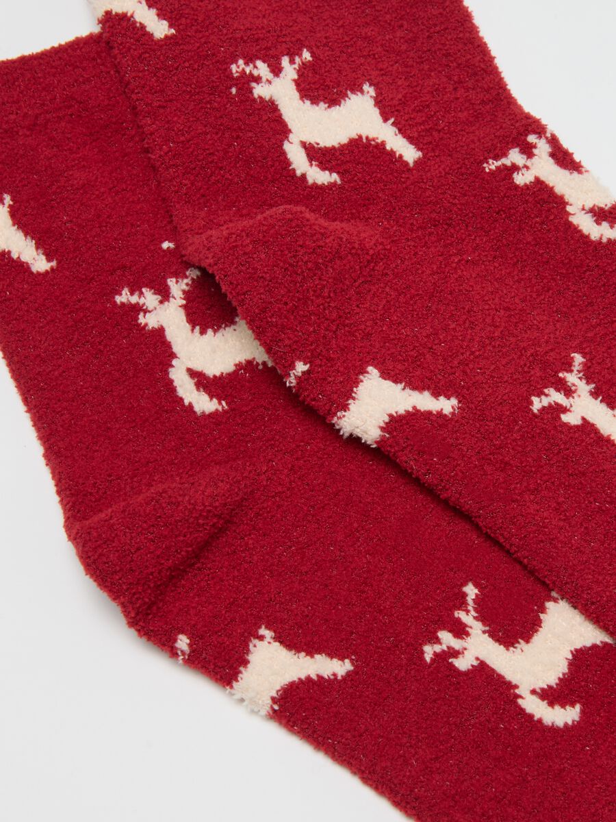 Multicolour Stretch Fabric Christmas Socks with Print_1