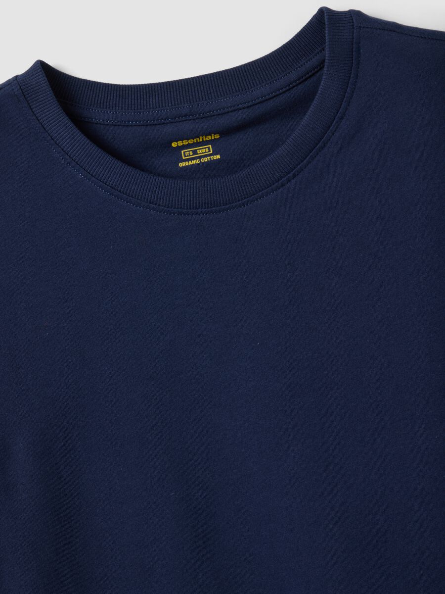 Blue pure cotton short-sleeve T-shirt, regular fit_5