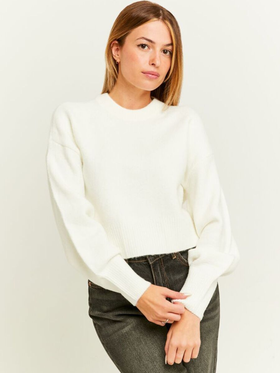 Crop pullover with round neck_0