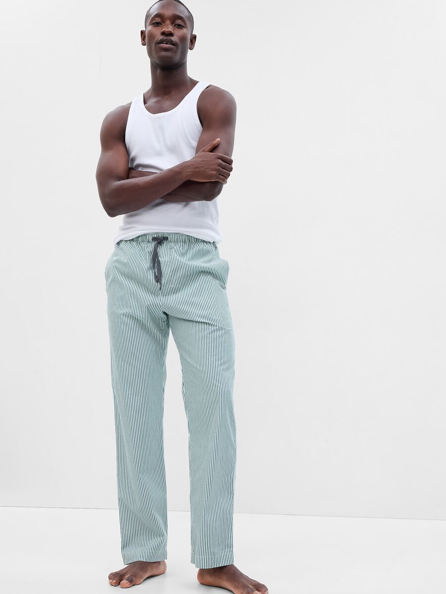 Pantaloni pigiama in cotone a righe_0
