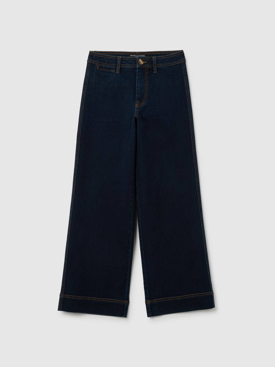 Women's blue denim trousers regular fit_4