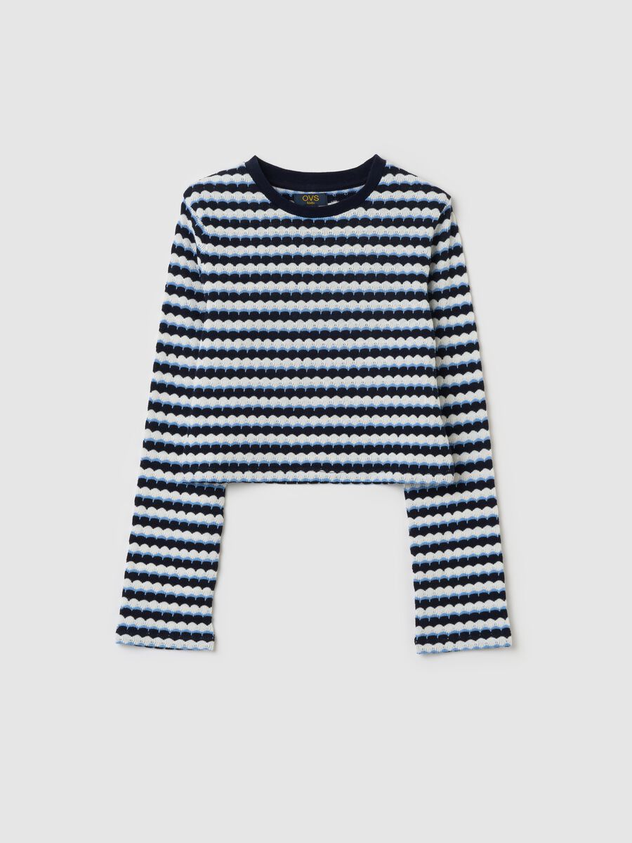 T-shirt maniche lunghe in maglia motivo a righe _3