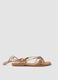 Brown flat sandals with braided tie-up straps_0