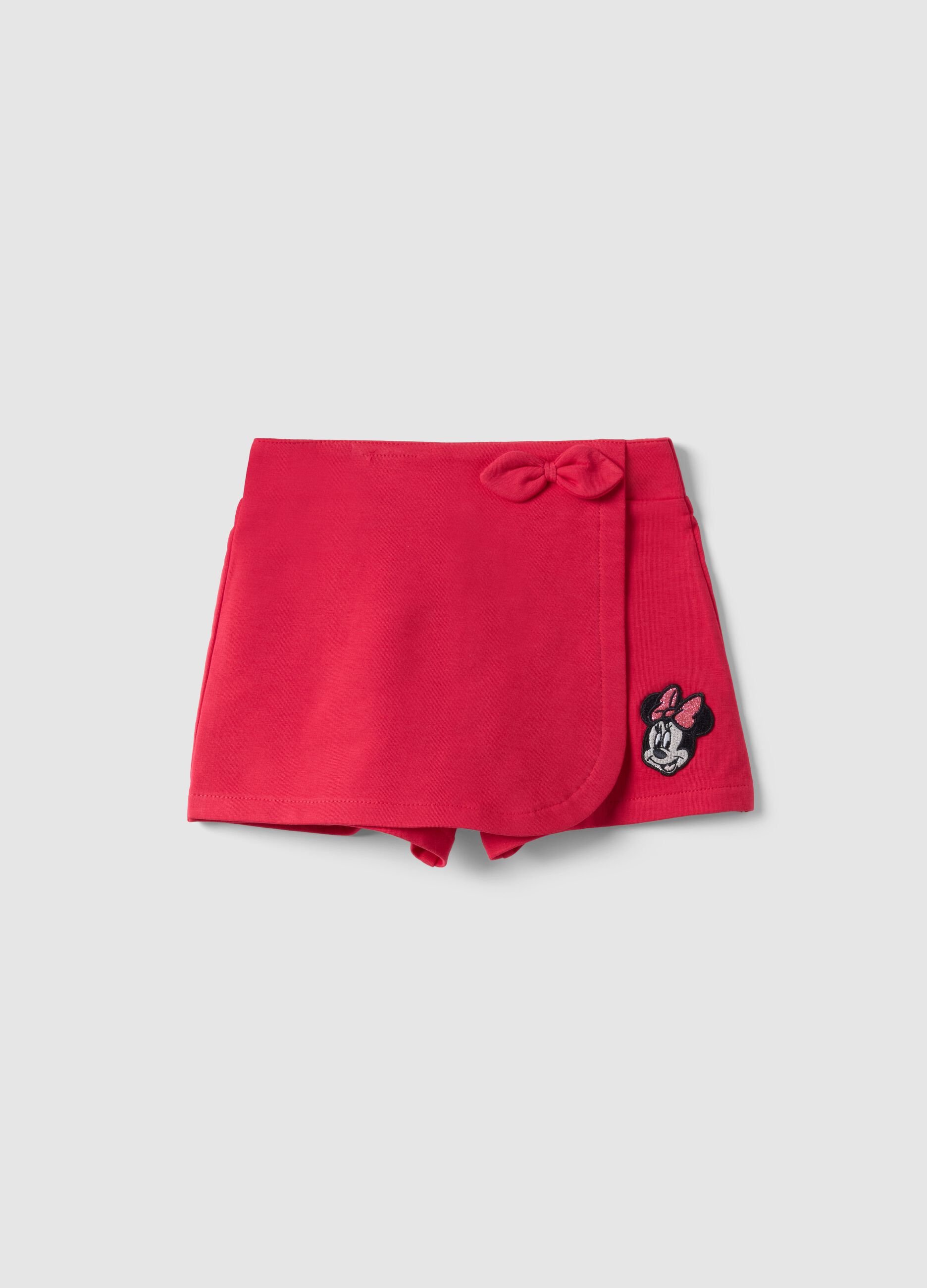 Red stretchy cotton girls shorts regular fit with Minnie