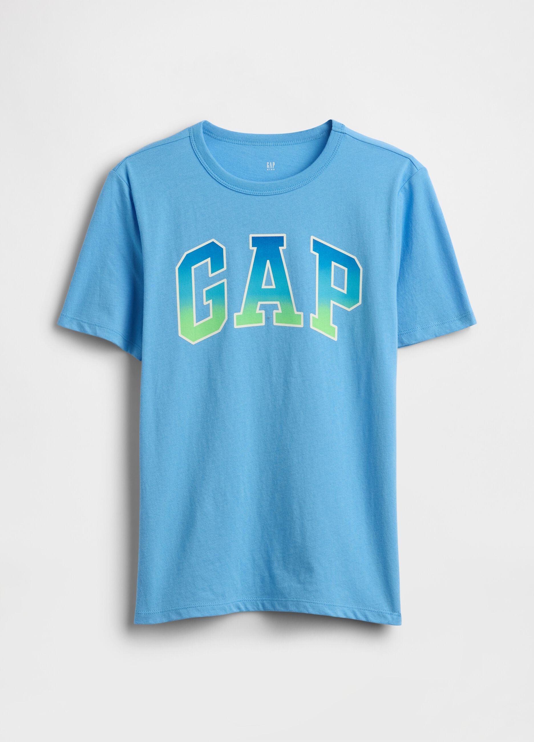 Child's blue pure cotton T-shirt regular fit with logo