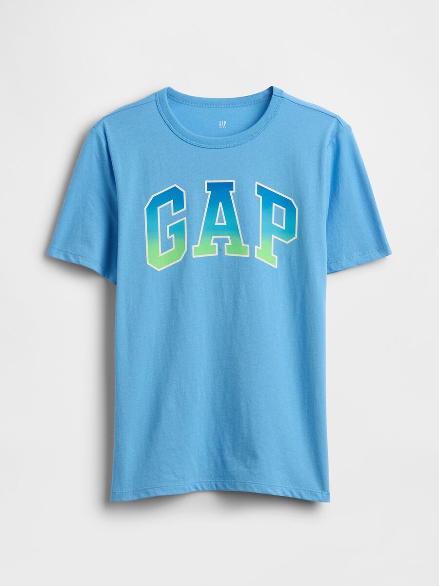 Child's blue pure cotton T-shirt regular fit with logo_0