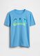 Child's blue pure cotton T-shirt regular fit with logo_0
