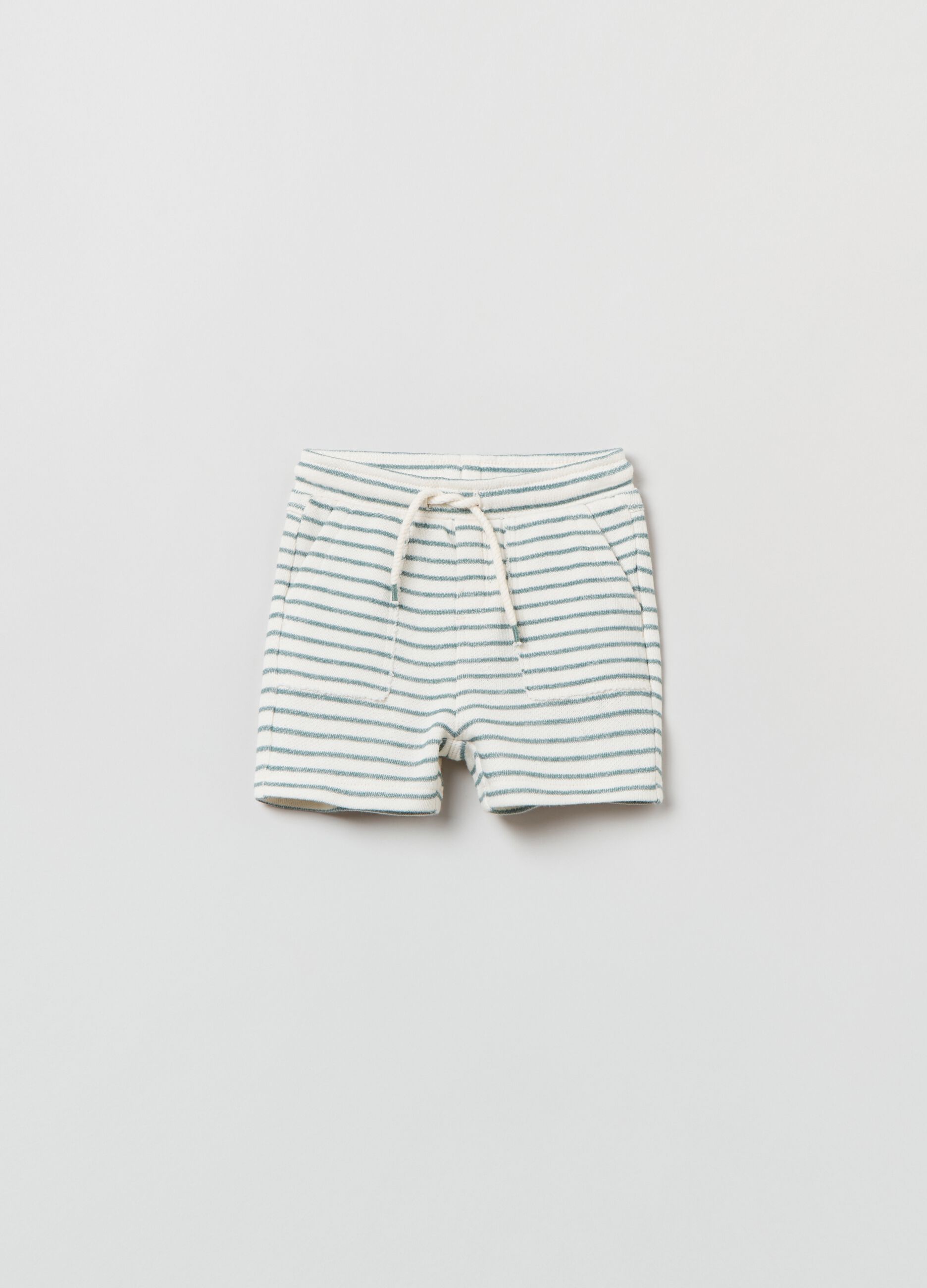 Shorts in cotone a righe con coulisse_0