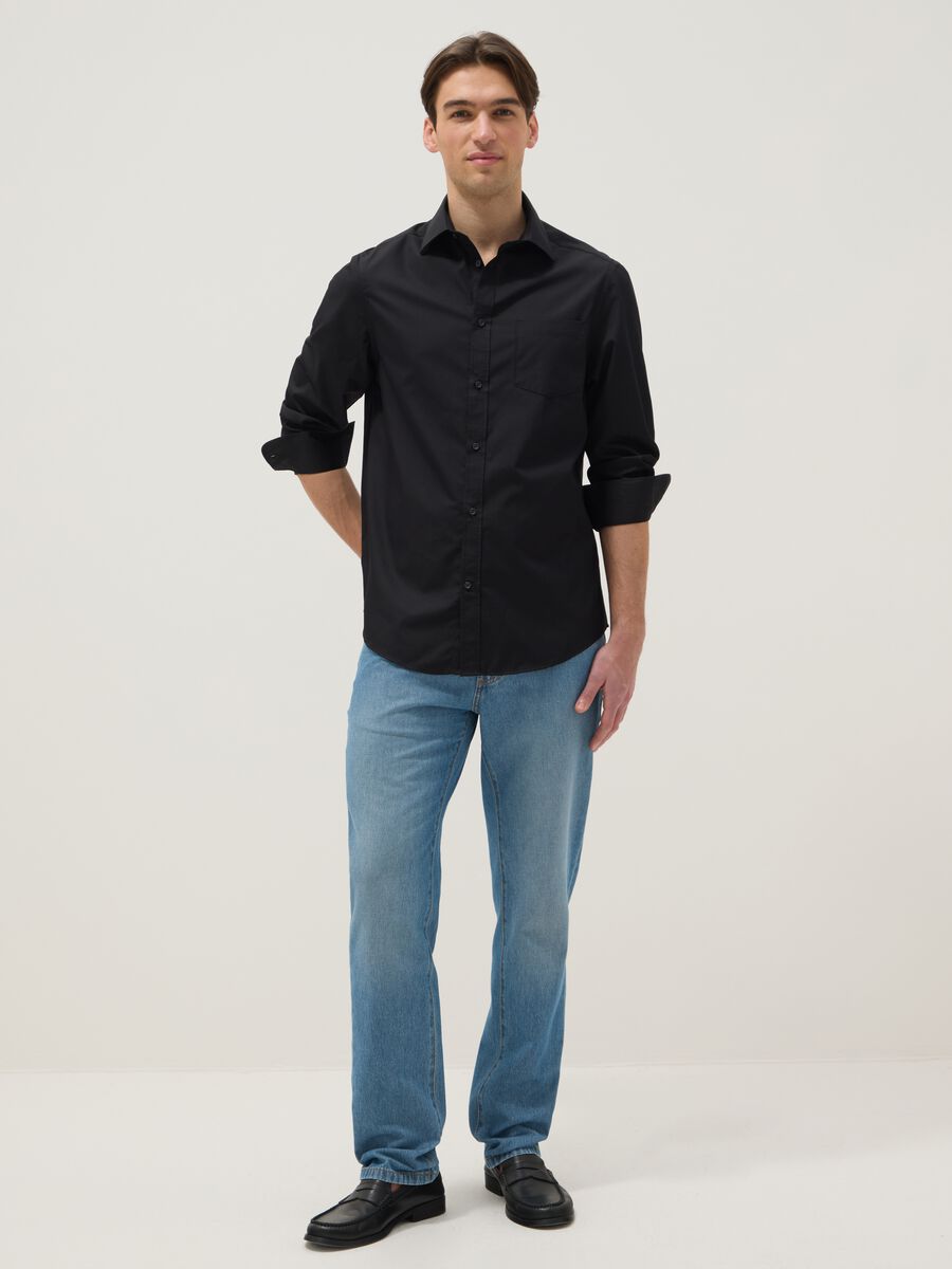 Regular fit blue denim pure cotton jeans_0