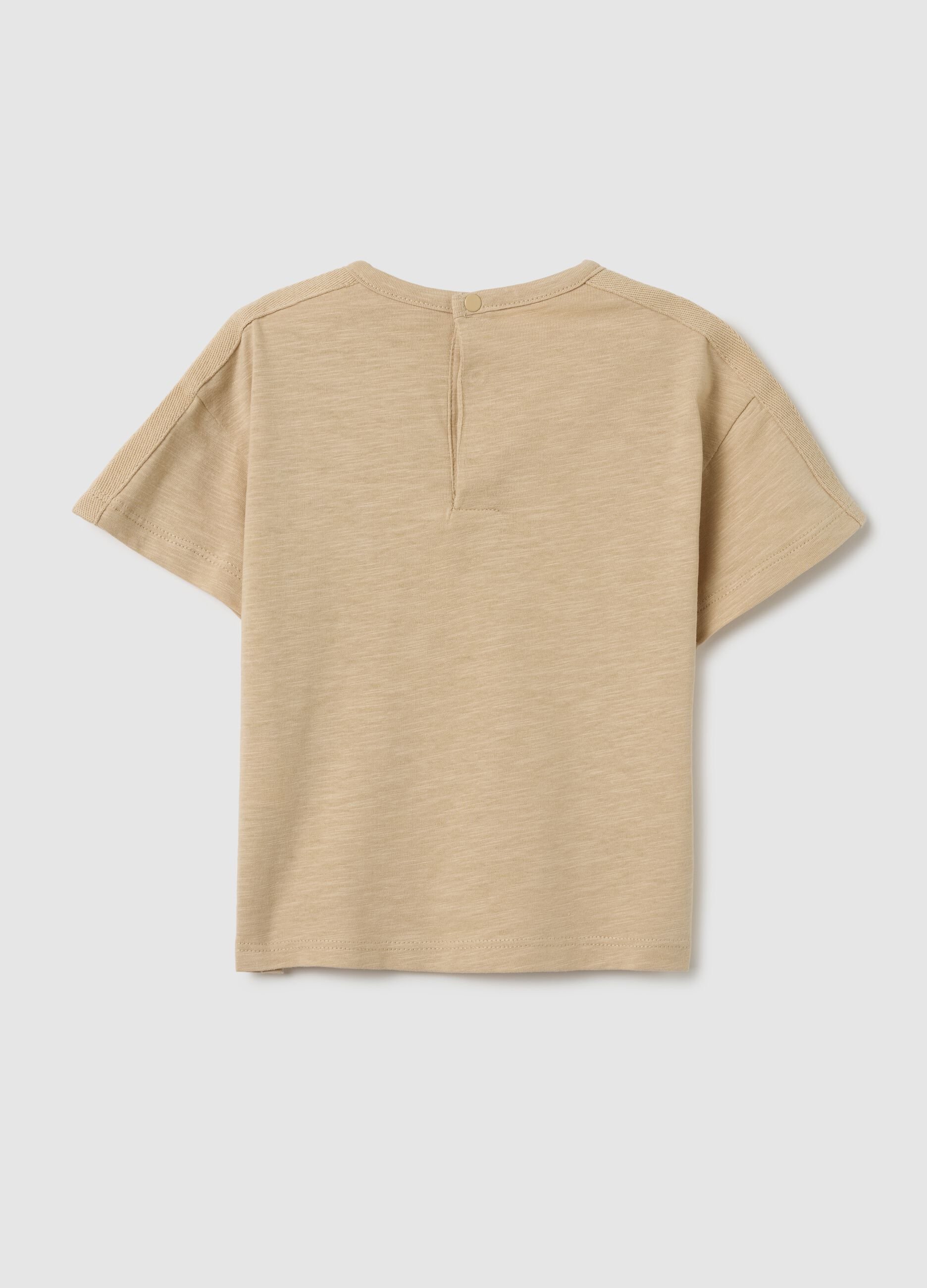 Infant t-shirt in pure beige cotton regular fit