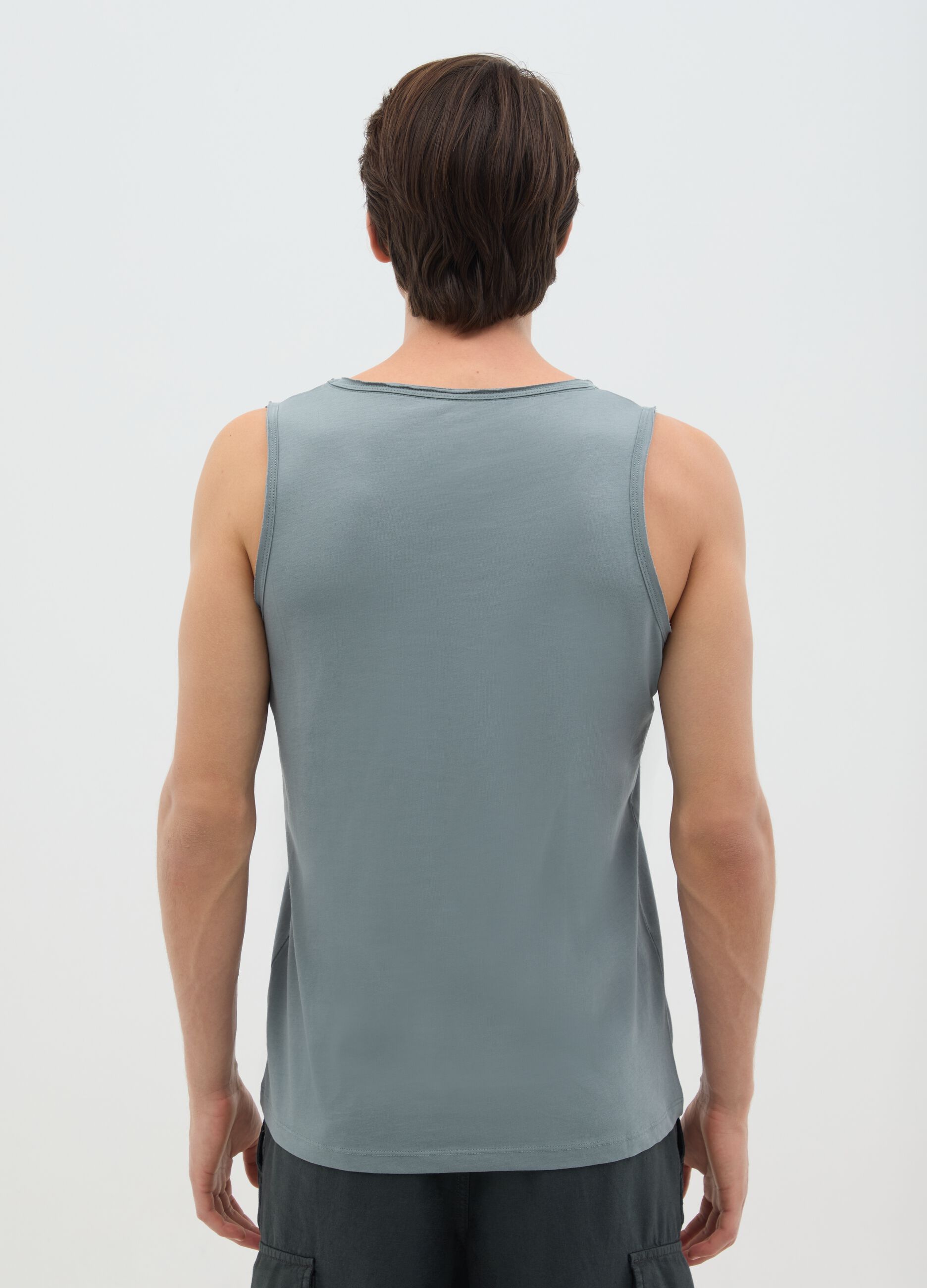 Canottiera da uomo in puro cotone verde regular fit