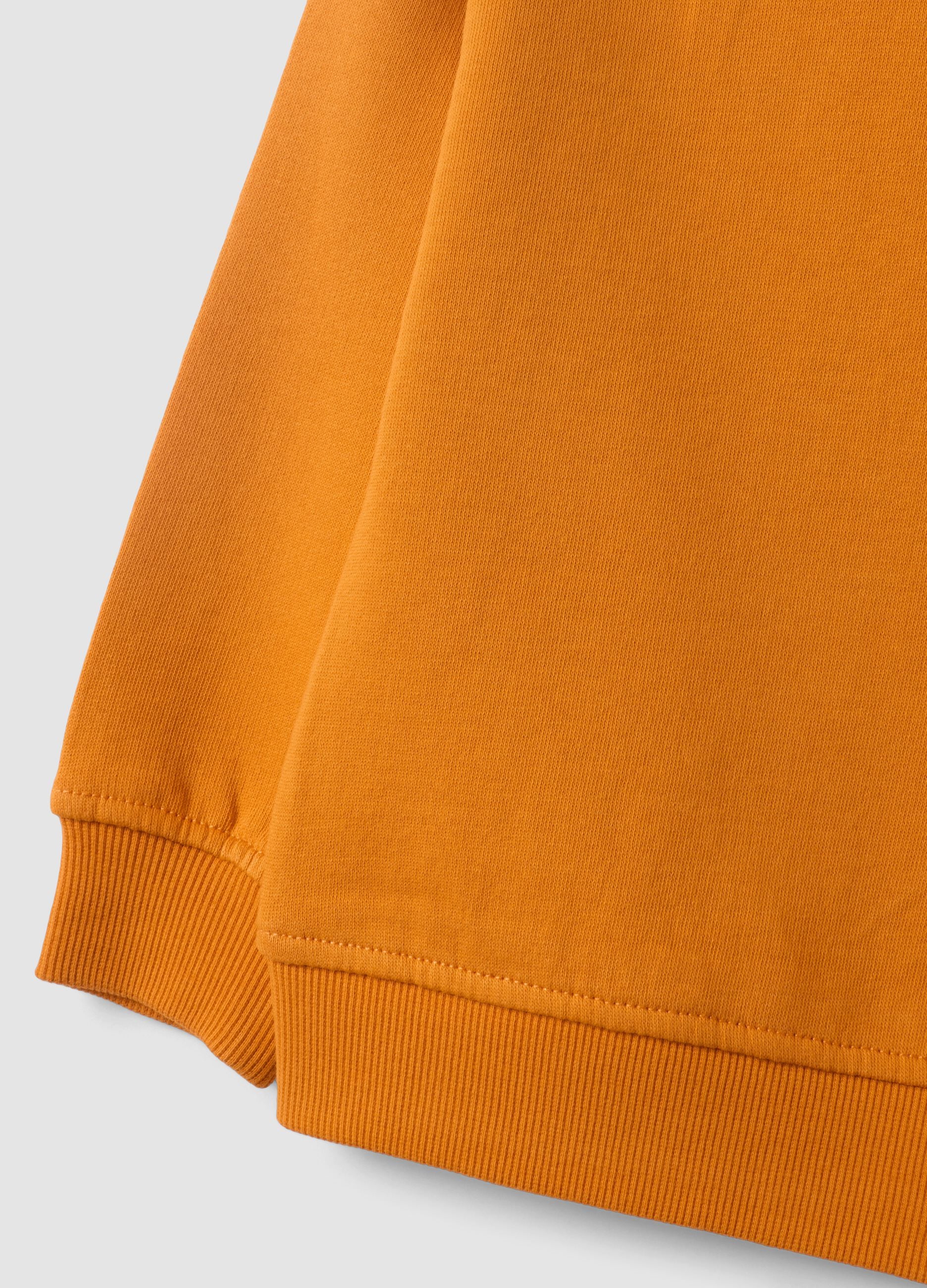 Orange oversized sweatshirt in pure organic cotton for boys
