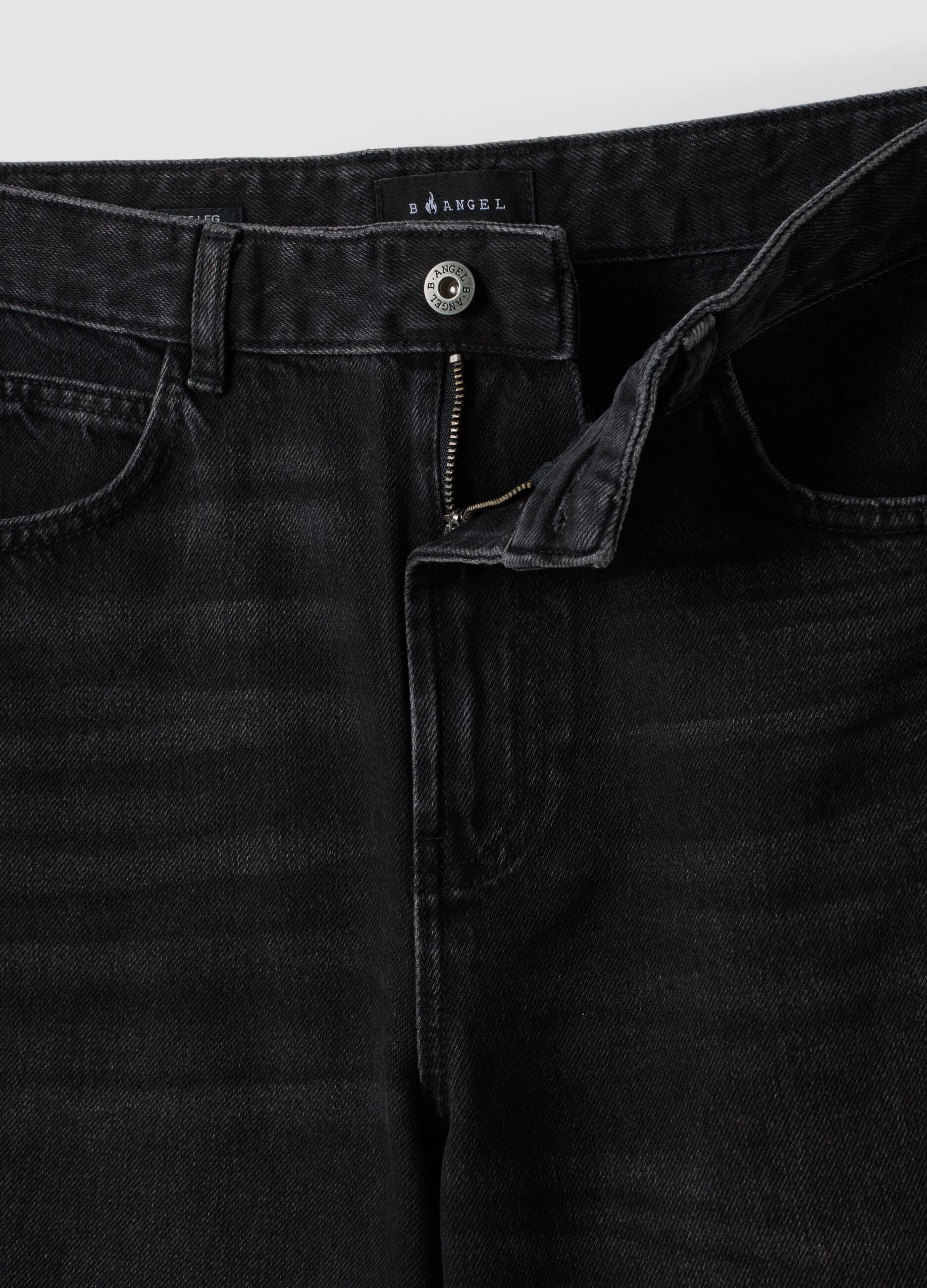 Black wide-leg denim jeans in pure cotton