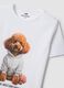 White pure cotton jersey T-shirt with dog print, regular fit_6