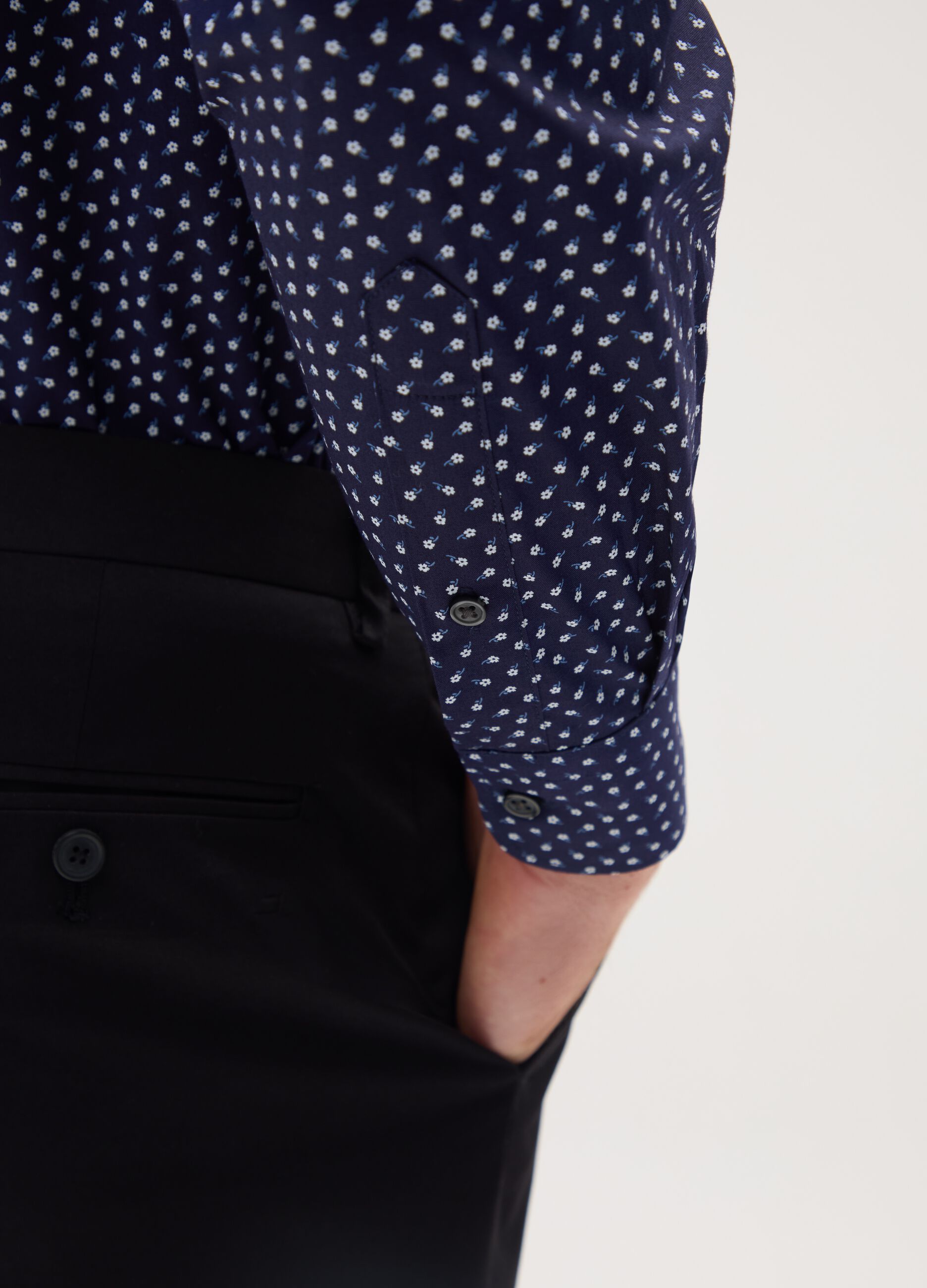 Regular fit blue cotton shirt