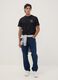 Black pure cotton crew-neck printed T-shirt_1
