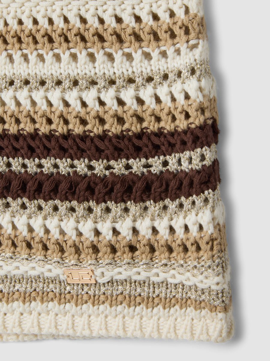 Top fitted a righe multicolor in misto cotone lavorato a maglia_5