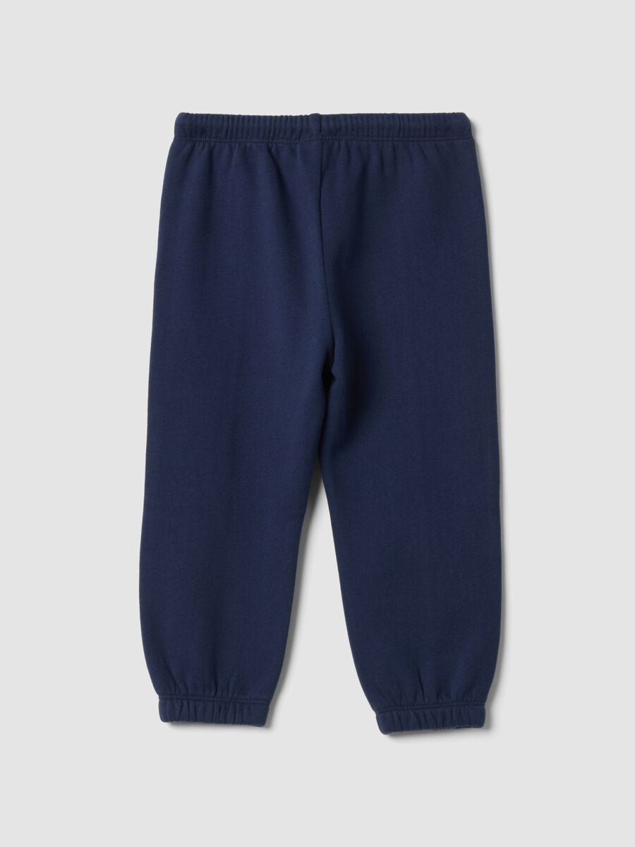 Pantaloni jogger blu notte in puro cotone_1