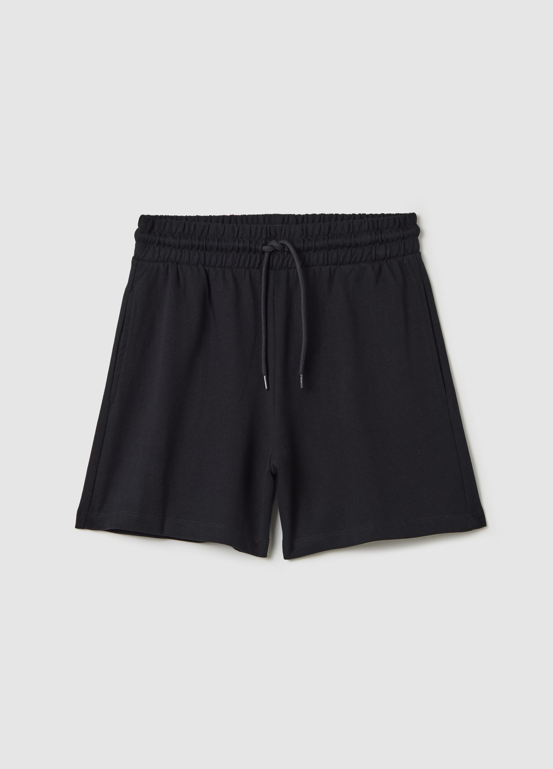 Short da ragazza in puro cotone nero regular fit