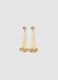 Elegant earrings with white glass beads and golden details_0