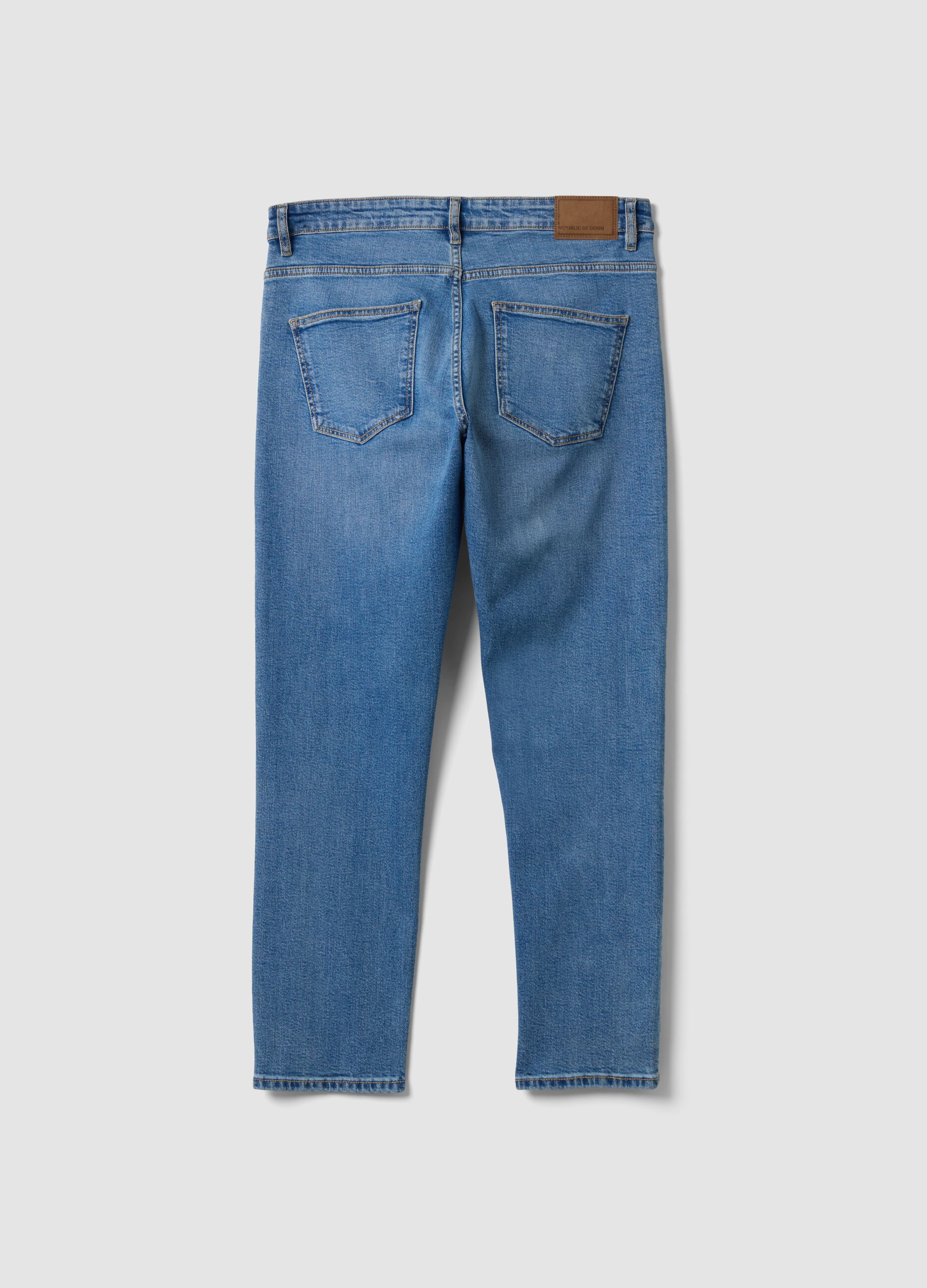 Blue slim-fit stretch cotton jeans