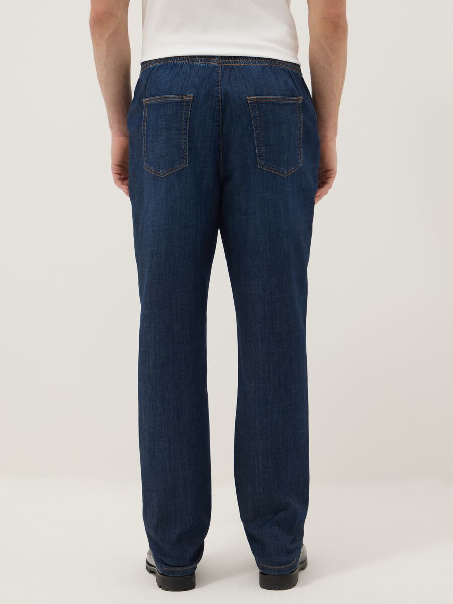 Blue Regular Fit Stretch Denim Cotton Jeans_2