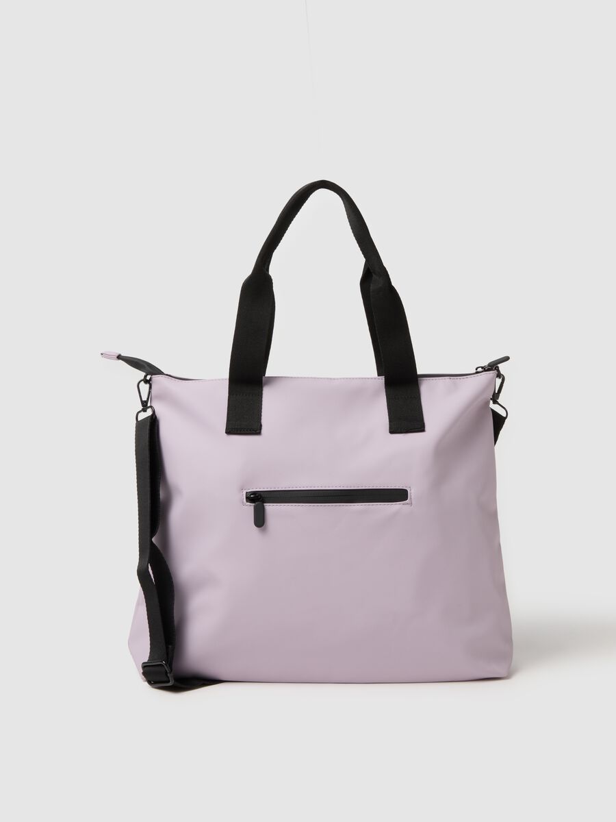 Purple shopper bag with multiple compartments and adjustable shoulder strap_0