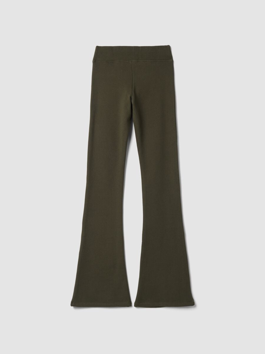 Green flared stretch cotton trousers_2