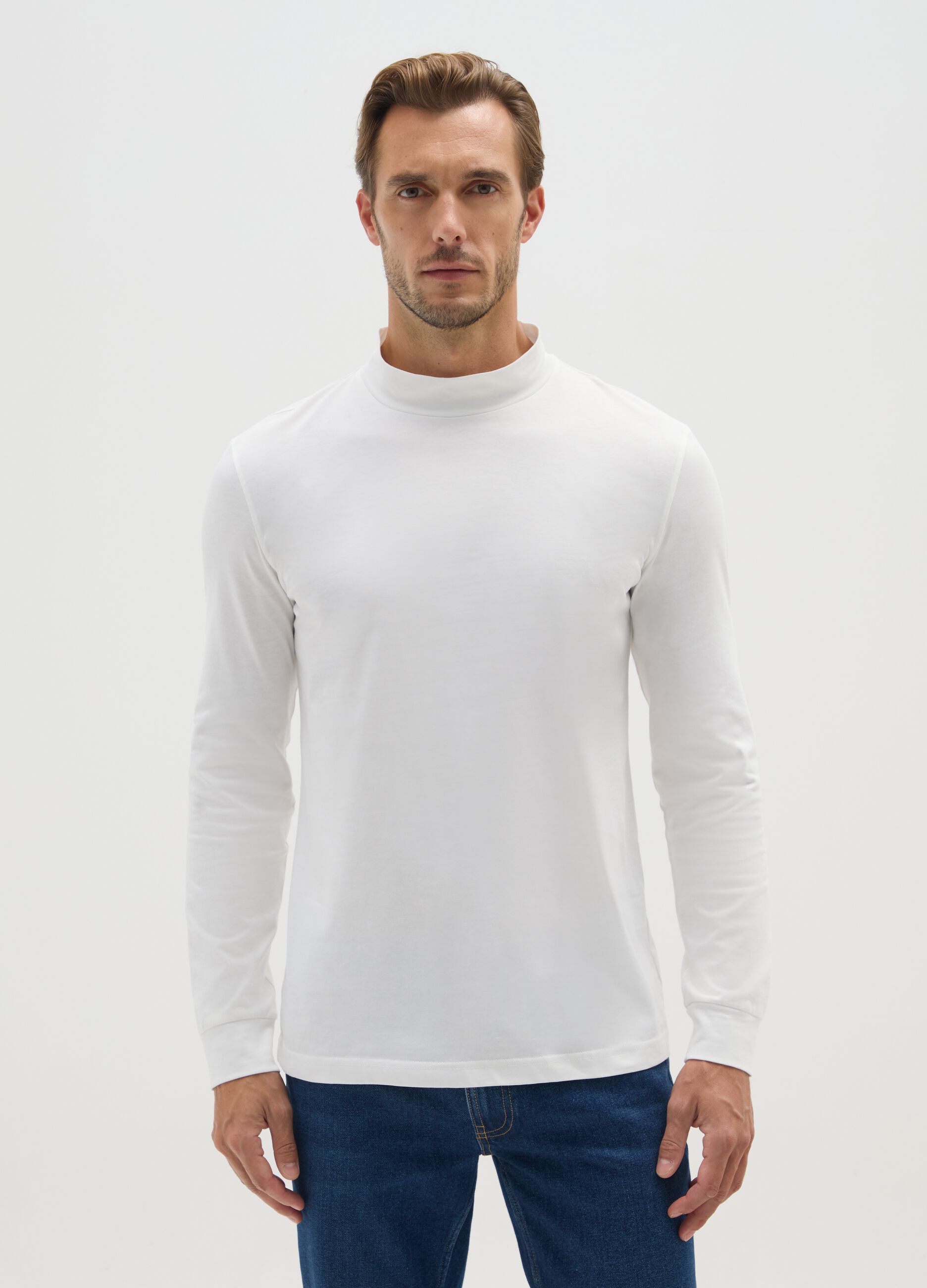 White Long-Sleeve Cotton T-Shirt