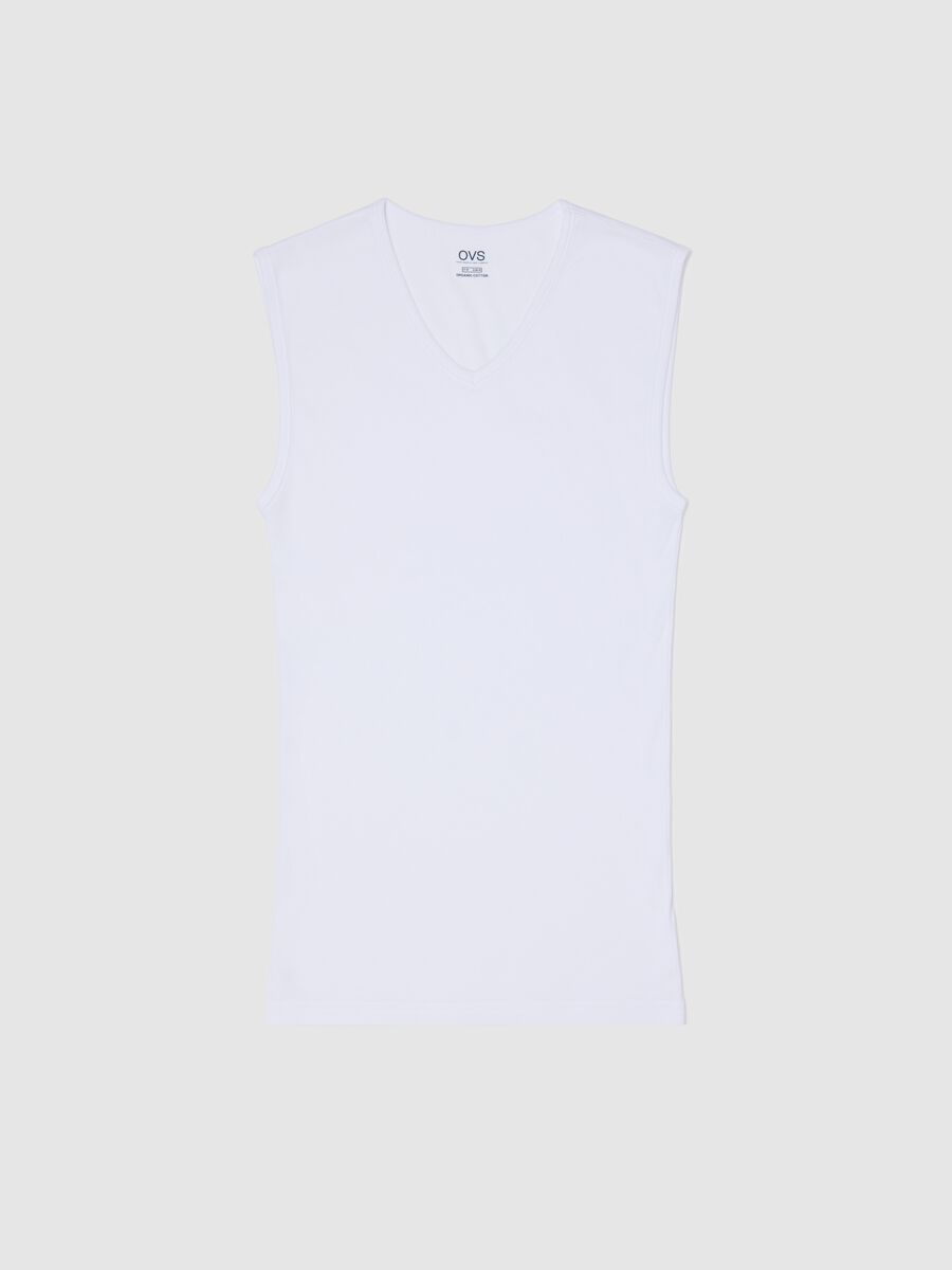 White vest in cotton with V neck_4