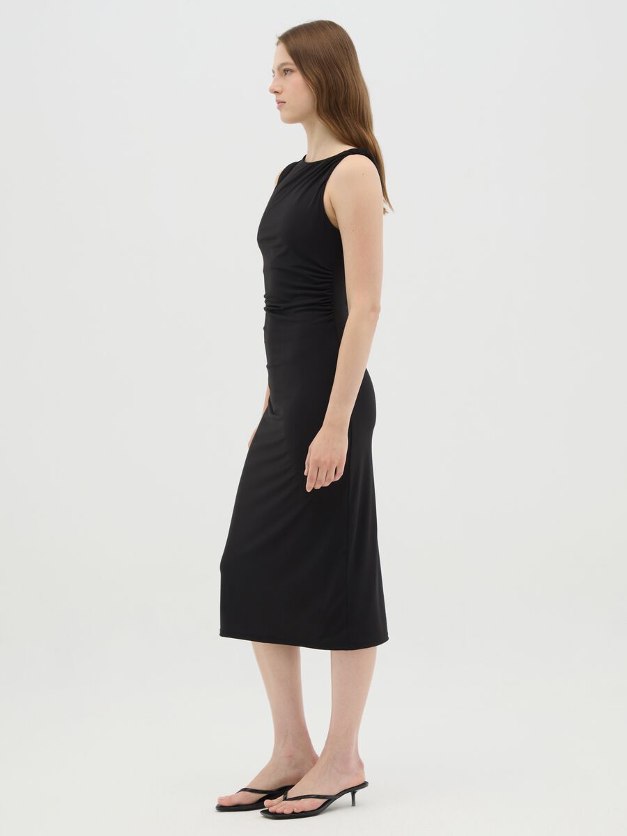 Women's Long Dress in Stretch Black Fabric_1