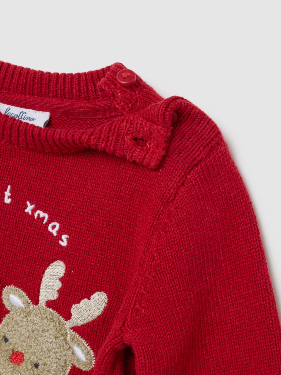 Maglione natalizio rosso da neonato in puro cotone regular fit_2