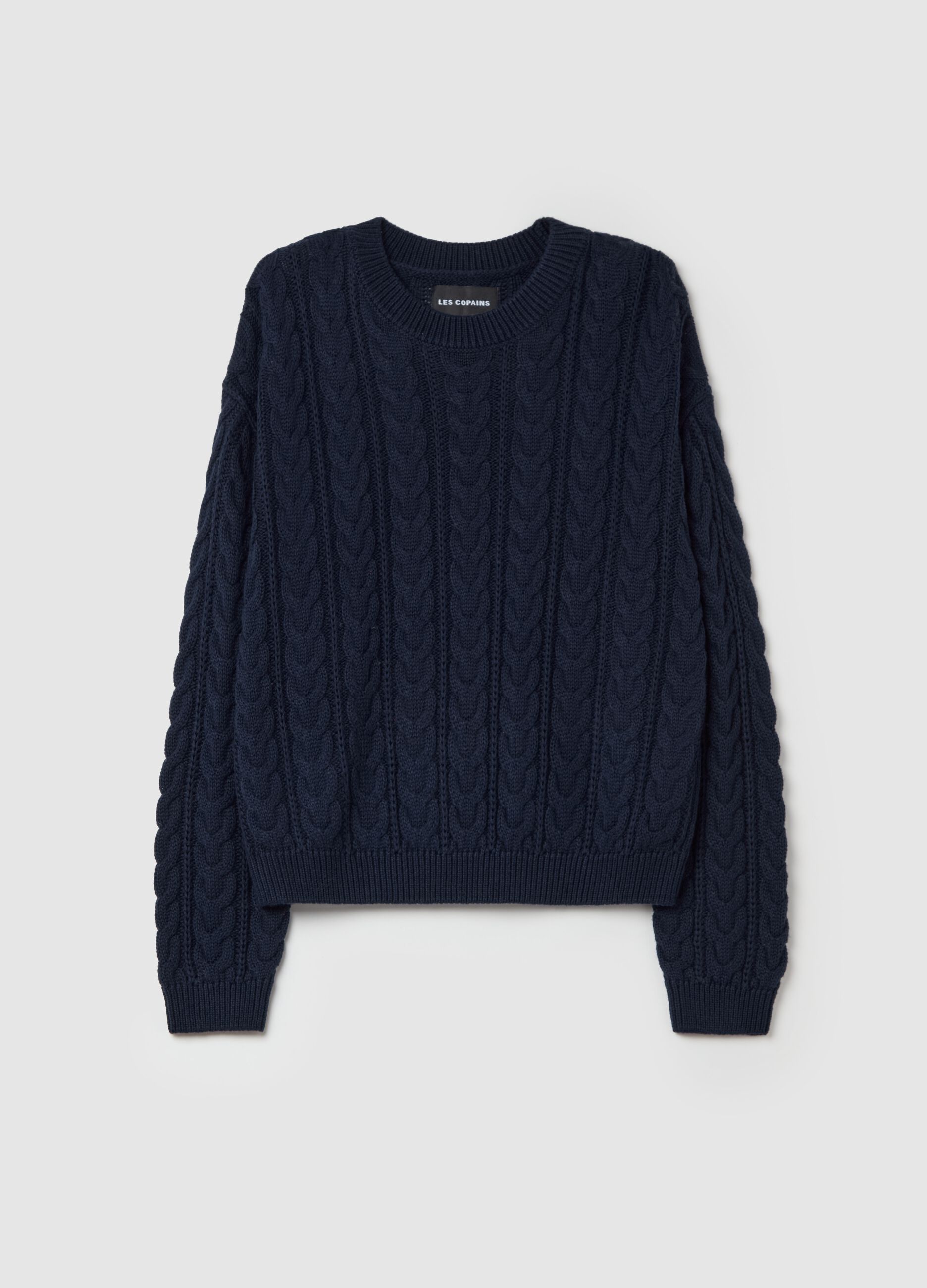 Cable-knit pullover with round neck
