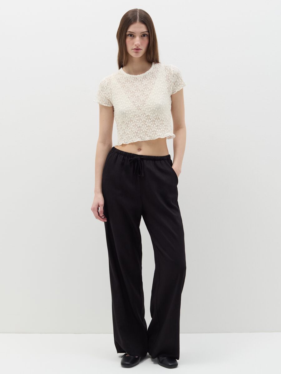 Relaxed-fit trousers in viscose and linen_0