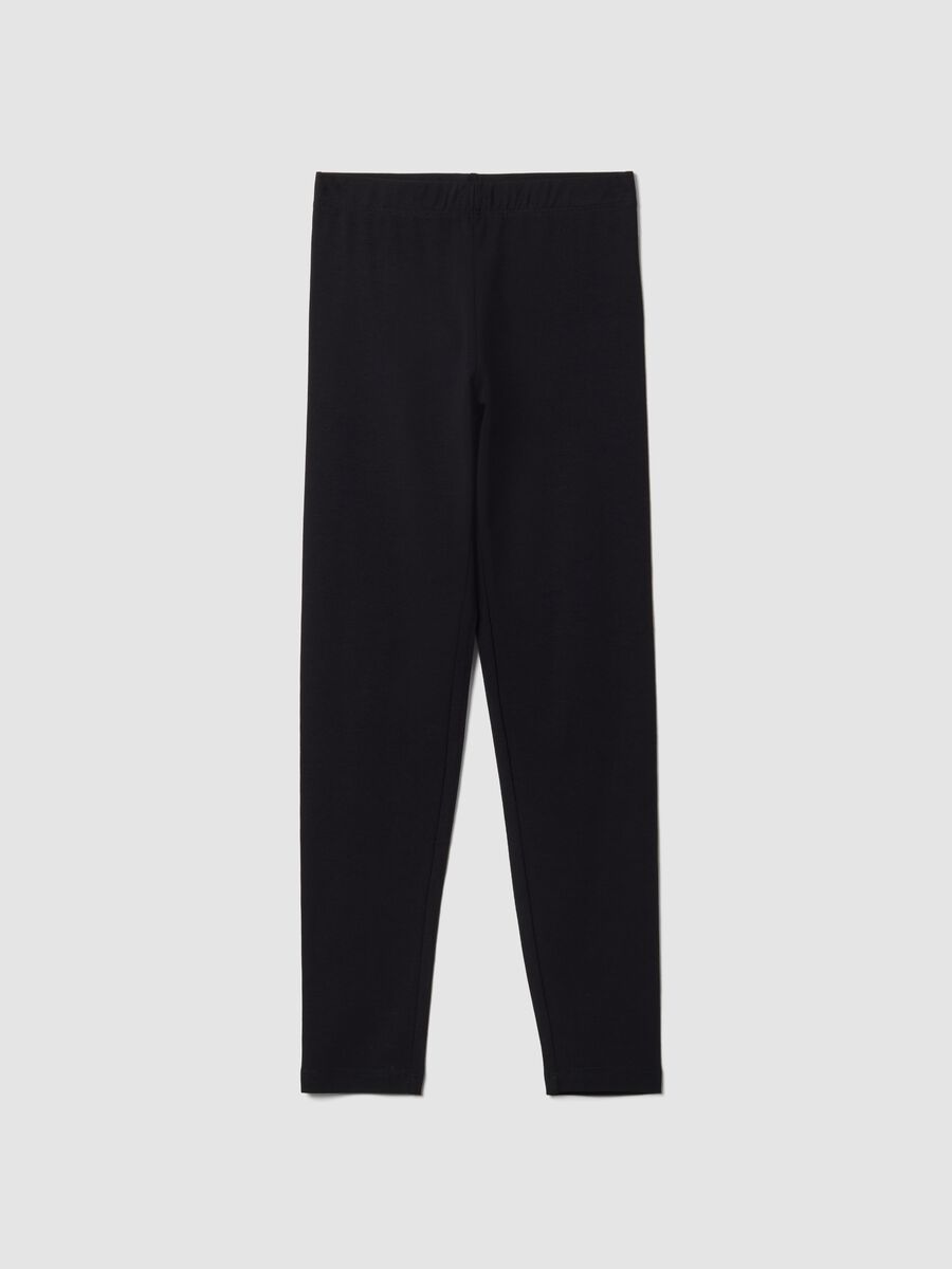 Black skinny leggings in stretch organic cotton blend for girls_0