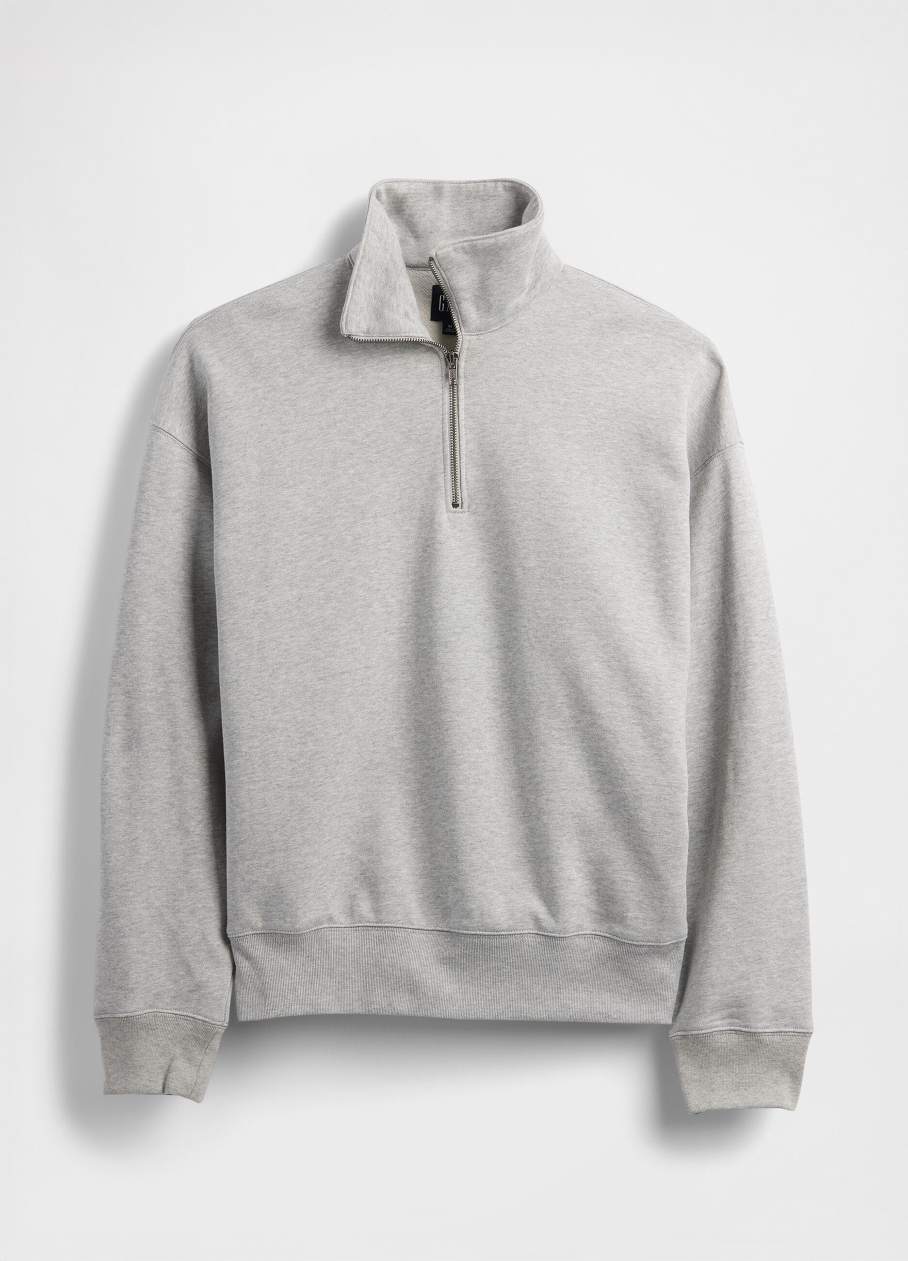 Grey half-zip high-neck sweatshirt