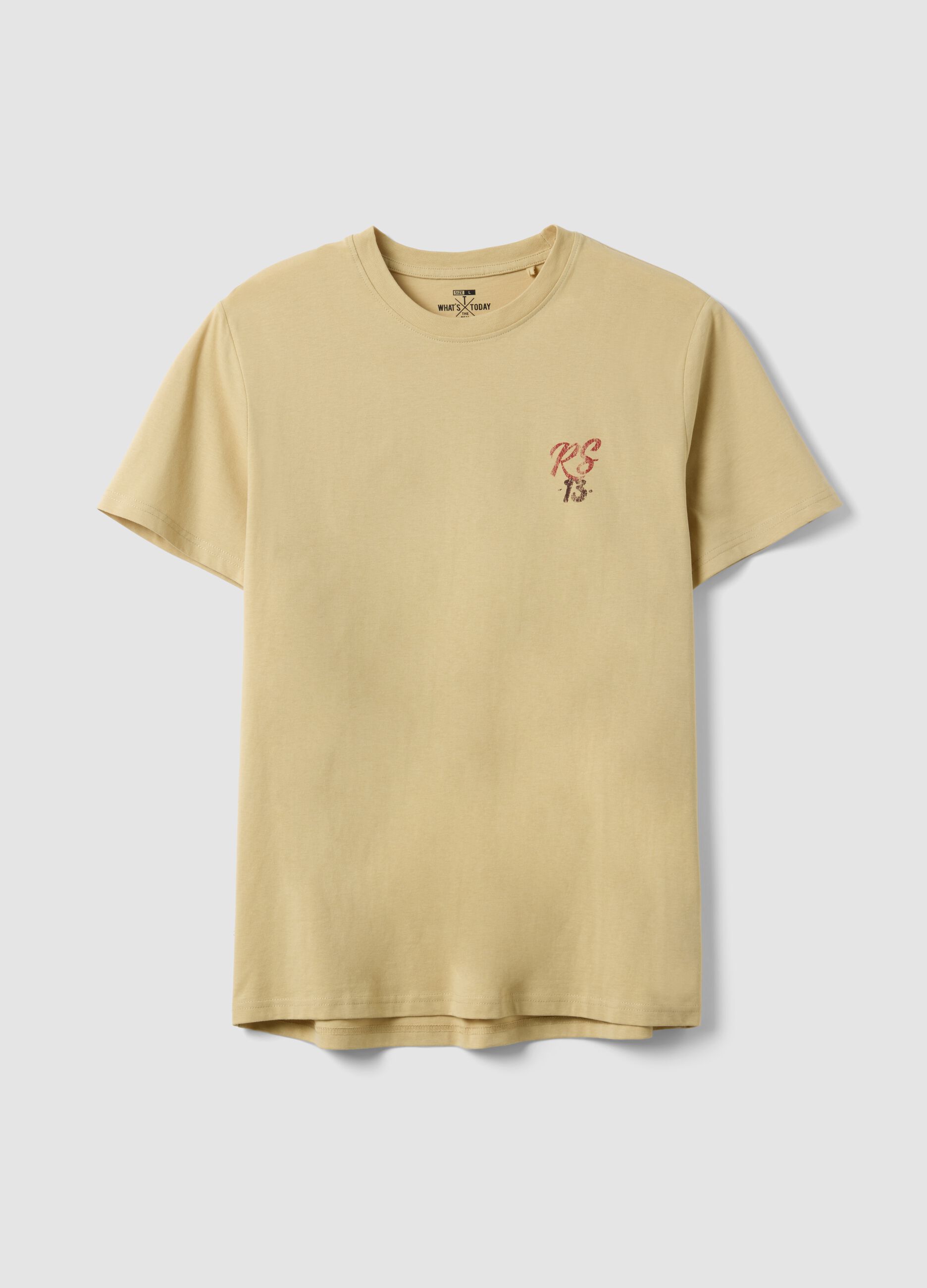 Beige pure cotton printed T-shirt