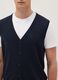 Regular fit deep V blue waistcoat in cotton blend with buttons_3