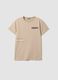 T-shirt beige in puro cotone con stampa fronte e retro_0