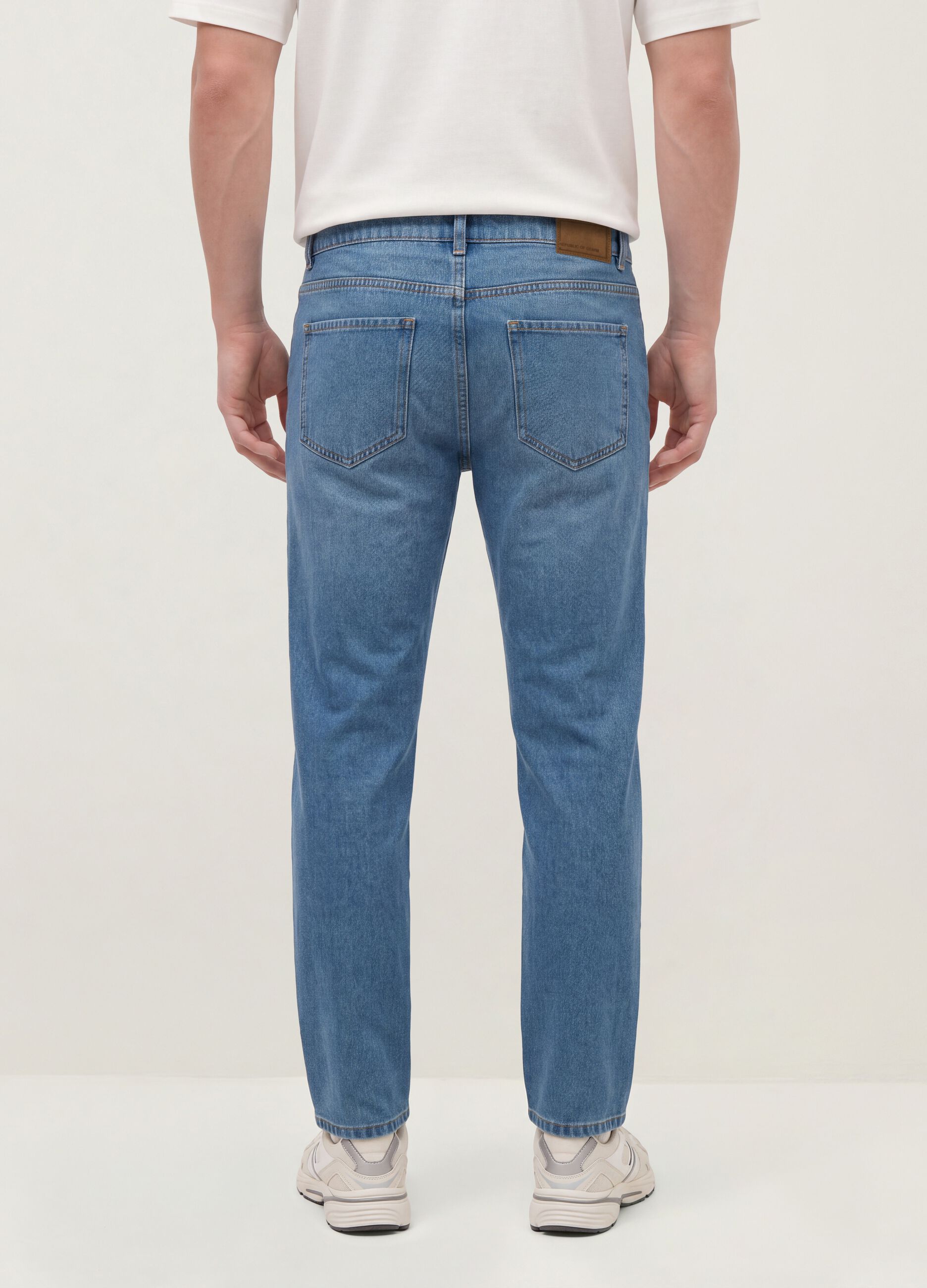Light Blue Denim Jeans in Cotton-Viscose Blend, Regular Fit