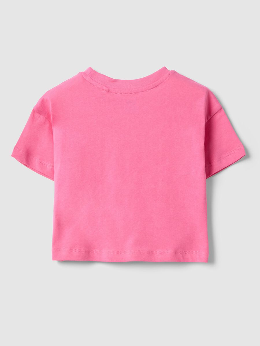 Girls' pink pure cotton boxy fit T-shirt with print_1