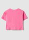 T-shirt in puro cotone rosa da bambina boxy fit con scritta_1