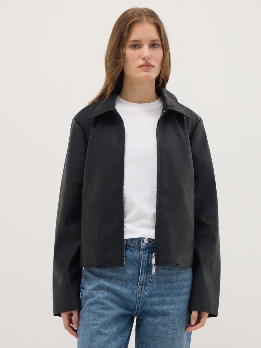 Black jacket regular fit full zip_0